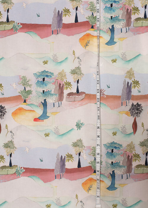 Cotton Lawn - Watercolor Landscape Cotton Lawn - Watercolor Landscape