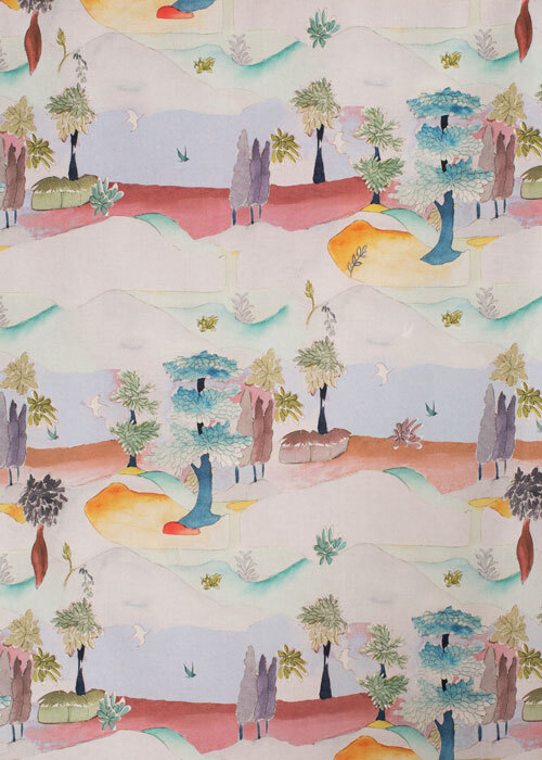 Cotton Lawn - Watercolor Landscape Cotton Lawn - Watercolor Landscape