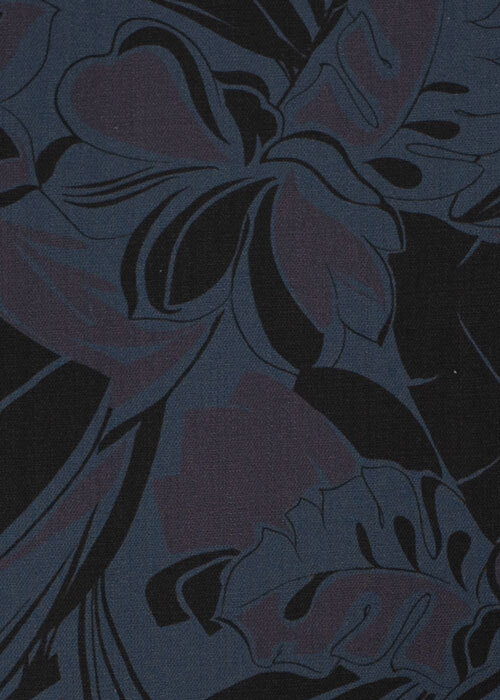 Cotton/Lycra - Slate Blue, Black, & Eggplant Tropical Cotton/Lycra - Slate Blue, Black, & Eggplant Tropical