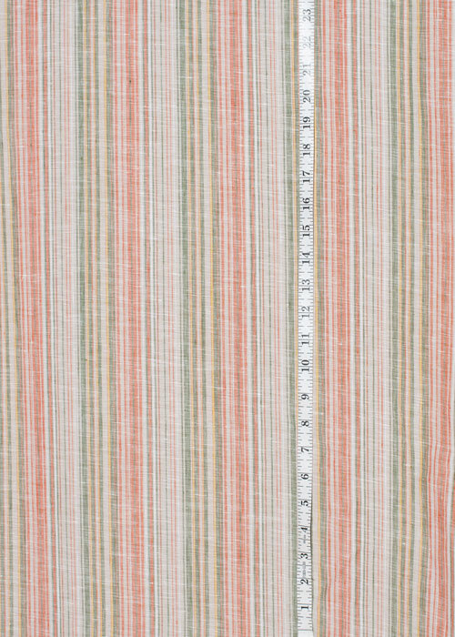 Linen - Green, Orange & White Stripe Linen - Green, Orange & White Stripe