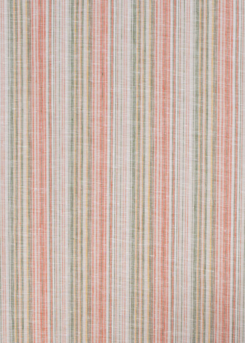 Linen - Green, Orange & White Stripe Linen - Green, Orange & White Stripe