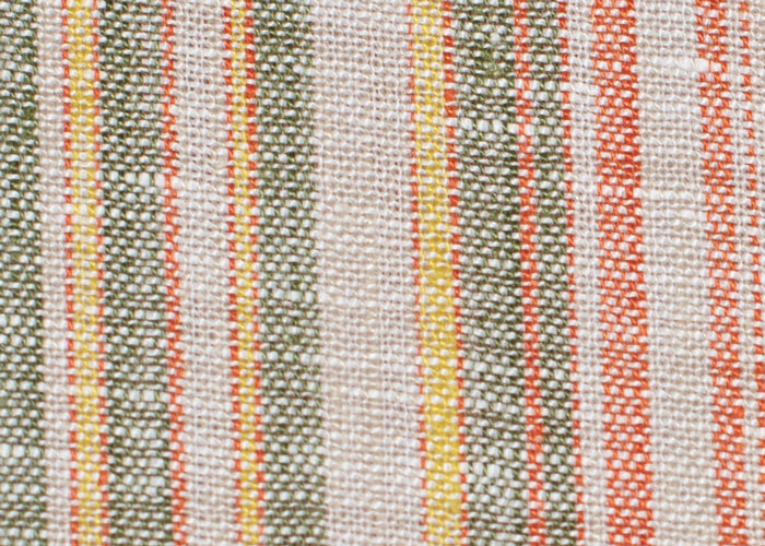 Linen - Green, Orange & White Stripe Linen - Green, Orange & White Stripe
