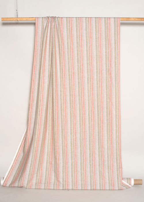 Linen - Green, Orange & White Stripe Linen - Green, Orange & White Stripe