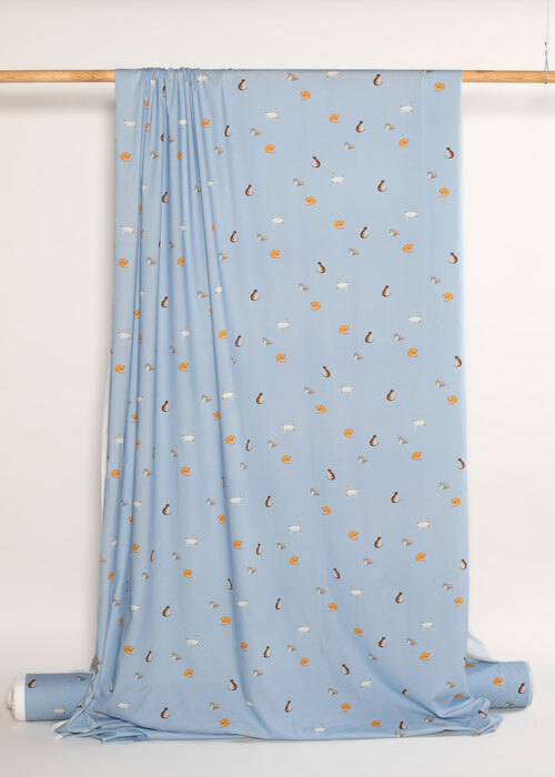Cotton - Sky Blue Cats - END CUT Cotton - Sky Blue Cats - END CUT
