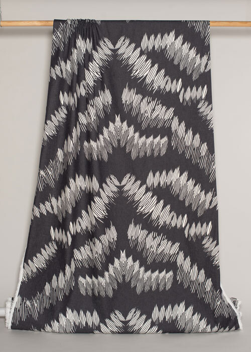 Printed Denim - Black & White Feather Printed Denim - Black & White Feather