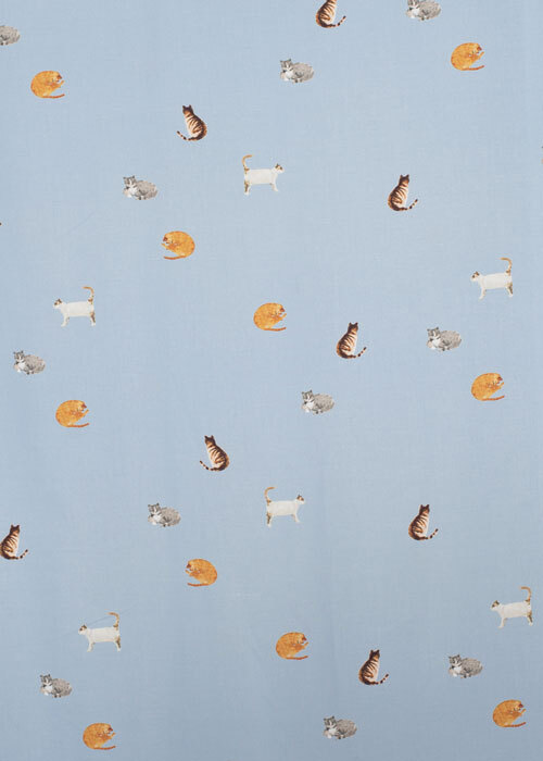 Cotton - Sky Blue Cats - END CUT Cotton - Sky Blue Cats - END CUT