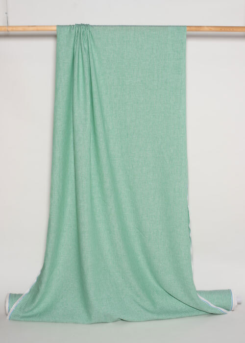 Linen - Green &amp; White Stripe