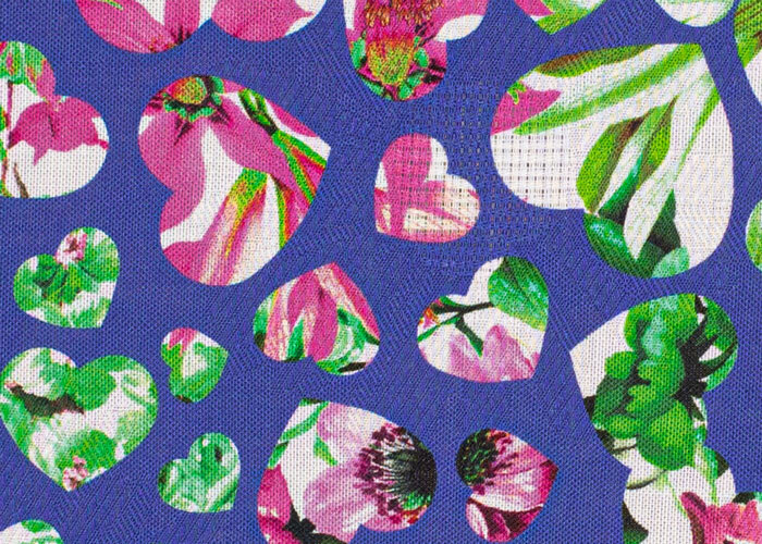 Cotton - Multi Heart Floral - END CUT Cotton - Multi Heart Floral - END CUT