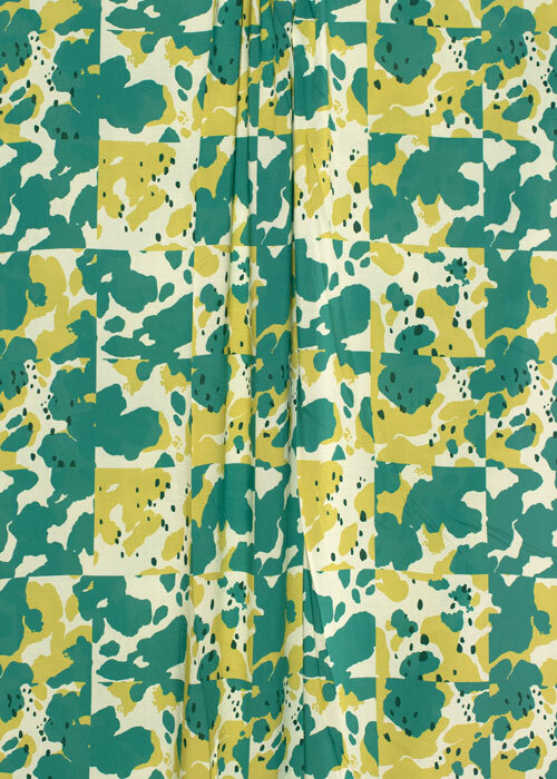 Viscose Challis - Teal & Chartreuse Viscose Challis - Teal & Chartreuse