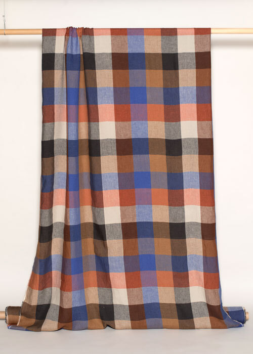 Linen - Blue &amp; Chocolate Plaid