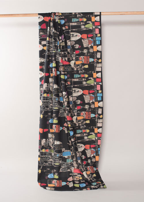 Cotton - Multi Collage on Black