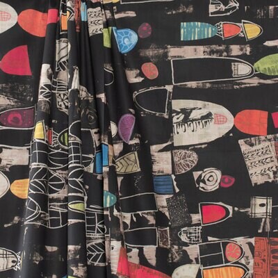 Cotton - Multi Collage on Black 29-822-2