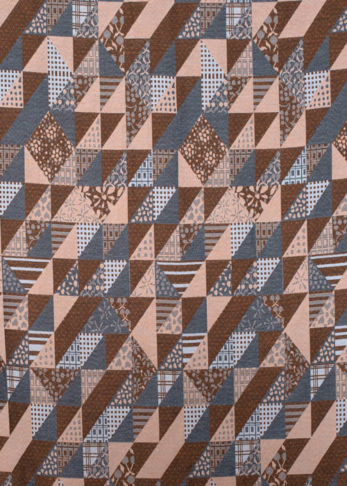 Jacquard - Taupe, Chocolate &amp; Slate Blue Patchwork