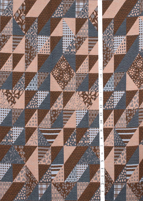 Jacquard - Taupe, Chocolate &amp; Slate Blue Patchwork