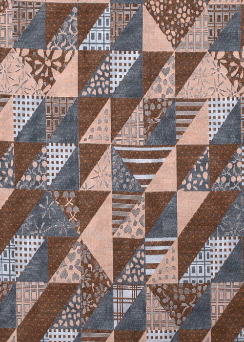 Jacquard - Taupe, Chocolate &amp; Slate Blue Patchwork