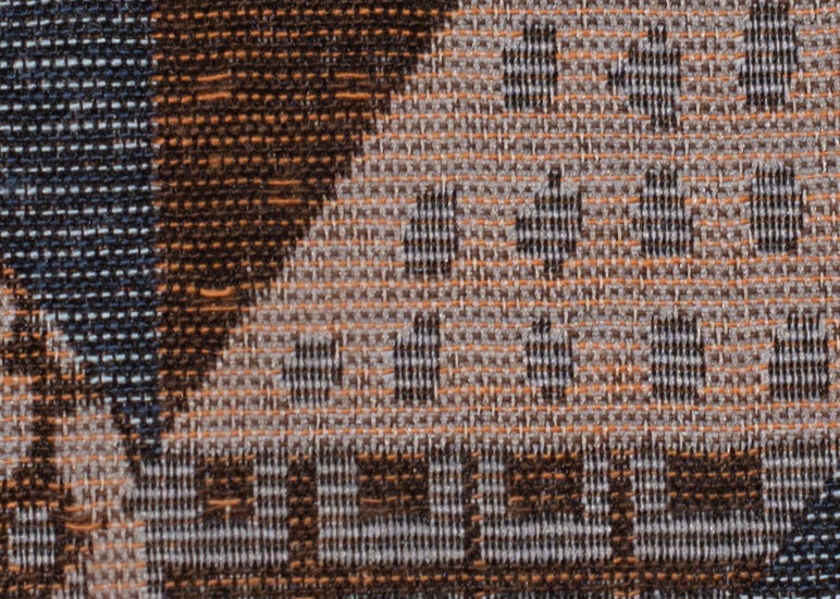Jacquard - Taupe, Chocolate &amp; Slate Blue Patchwork