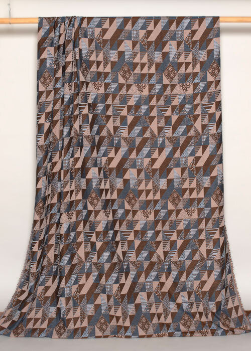 Jacquard - Taupe, Chocolate &amp; Slate Blue Patchwork