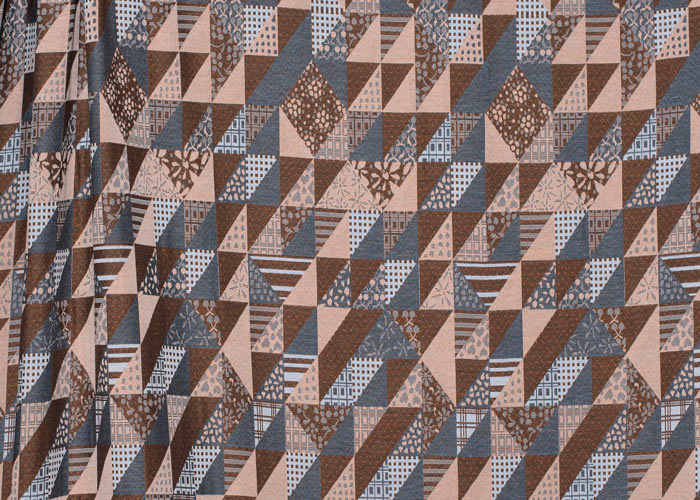 Jacquard - Taupe, Chocolate &amp; Slate Blue Patchwork