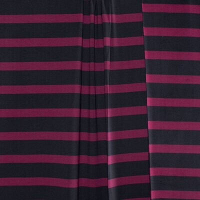 Sweatshirt Fleece - Navy & Cranberry Stripe 63-1023-9