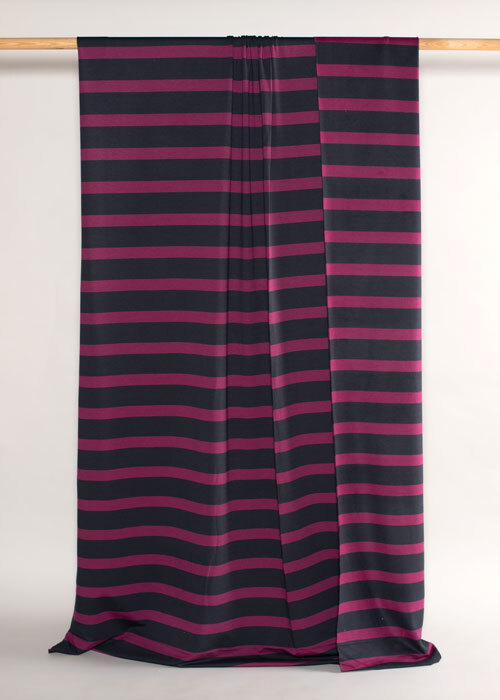 Sweatshirt Fleece - Navy & Cranberry Stripe Sweatshirt Fleece - Navy & Cranberry Stripe