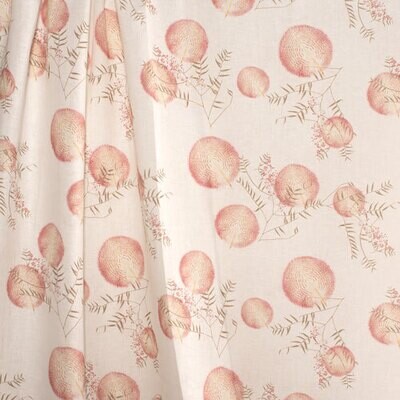 Lightweight Linen - Cream with Pink Dandelion Puffs 37-124-10