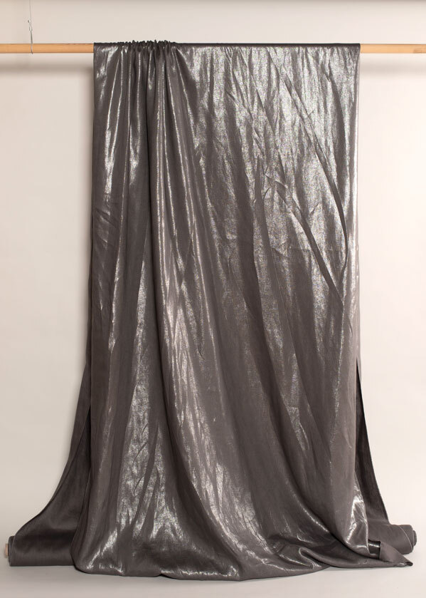 Linen - Silver on Charcoal - END CUT Linen - Silver on Charcoal - END CUT