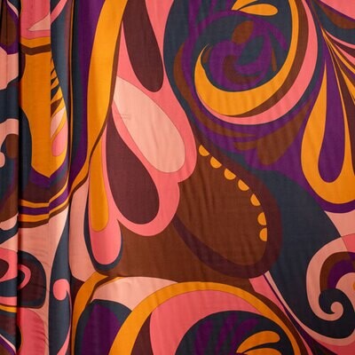 Viscose - Coral, Orange, & Chocolate Swirl 5-124-5