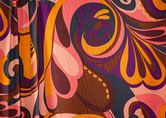 Viscose - Coral, Orange, & Chocolate Swirl Viscose - Coral, Orange, & Chocolate Swirl