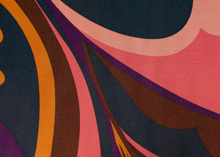 Viscose - Coral, Orange, & Chocolate Swirl Viscose - Coral, Orange, & Chocolate Swirl