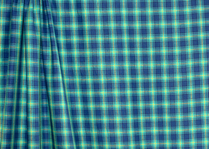Lightweight Plaid Linen - Navy & Turquoise Lightweight Plaid Linen - Navy & Turquoise