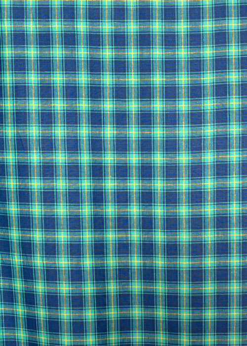 Lightweight Plaid Linen - Navy & Turquoise Lightweight Plaid Linen - Navy & Turquoise