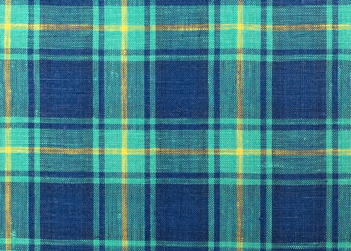 Lightweight Plaid Linen - Navy & Turquoise Lightweight Plaid Linen - Navy & Turquoise
