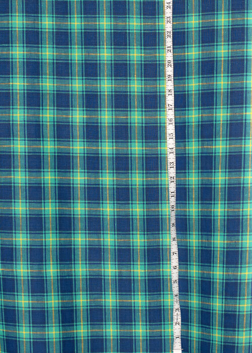 Lightweight Plaid Linen - Navy & Turquoise Lightweight Plaid Linen - Navy & Turquoise
