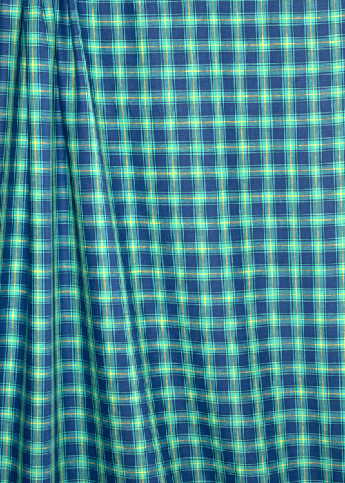 Lightweight Plaid Linen - Navy & Turquoise Lightweight Plaid Linen - Navy & Turquoise