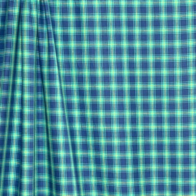 Lightweight Plaid Linen - Navy & Turquoise 58-324-6