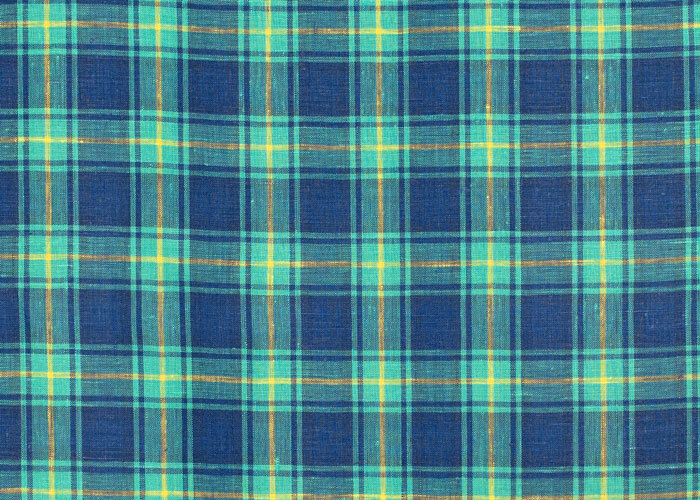 Lightweight Plaid Linen - Navy & Turquoise Lightweight Plaid Linen - Navy & Turquoise