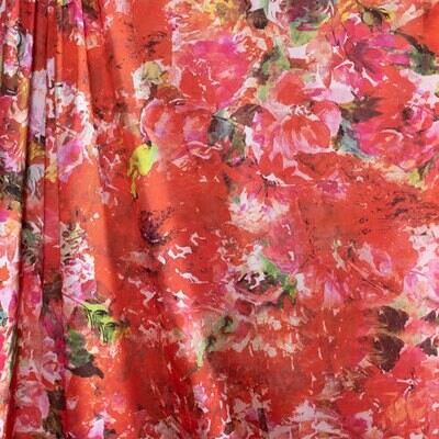 Cotton - Warm Painterly Floral - 3 YARD CUT 5-124-24C