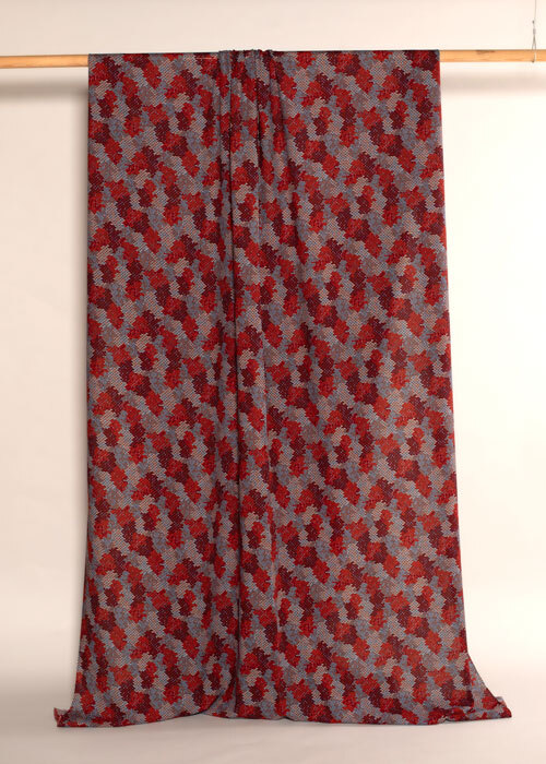 Wool Challis - Slate Blue & Burgundy Faux Weave - 1 1/2 YARD Wool Challis - Slate Blue & Burgundy Faux Weave - 1 1/2 YARD