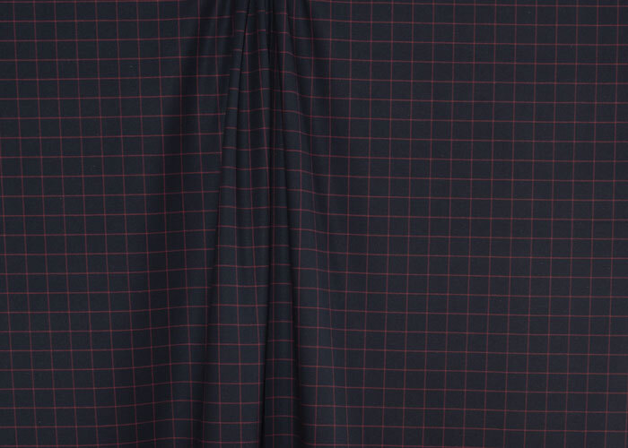 Cotton Oxford - Indigo Blue with Magenta Grid