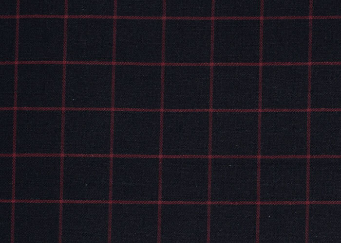 Cotton Oxford - Indigo Blue with Magenta Grid