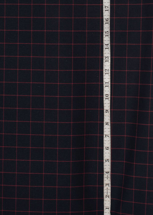 Cotton Oxford - Indigo Blue with Magenta Grid