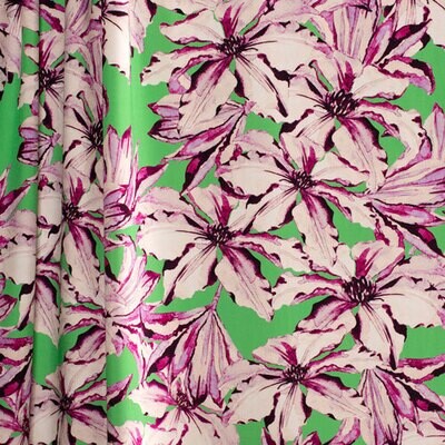 Rayon Twill - Lime Green & Purple Poinsettia 21-124-3