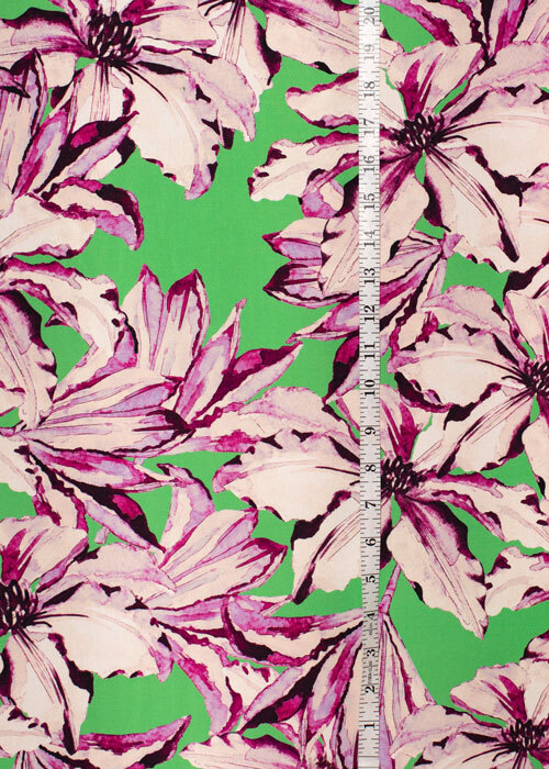 Rayon Twill - Lime Green & Purple Poinsettia Rayon Twill - Lime Green & Purple Poinsettia