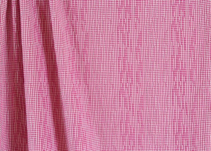 Cotton Slub Stretch - Magenta &amp; White Gingham