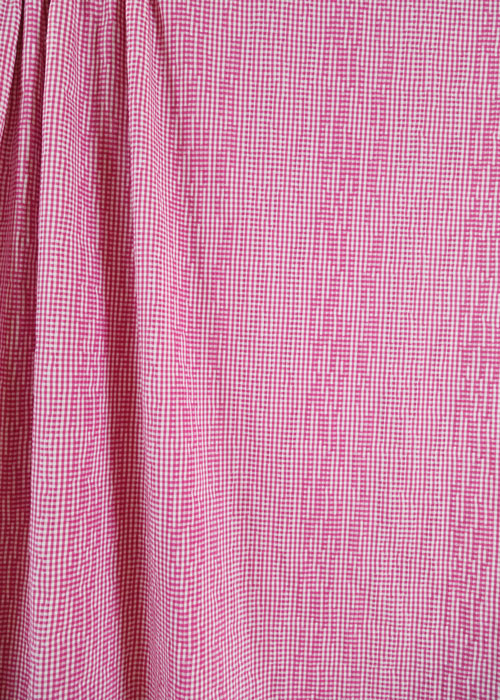 Cotton Slub Stretch - Magenta &amp; White Gingham