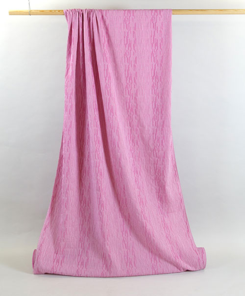 Cotton Slub Stretch - Magenta &amp; White Gingham