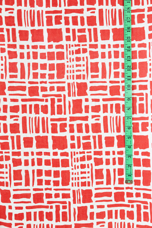 Medium Weight Linen - Red & White Geometric Medium Weight Linen - Red & White Geometric