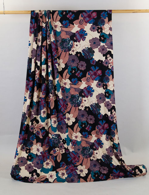 Jersey Knit Viscose - Plaid Floral Jersey Knit Viscose - Plaid Floral