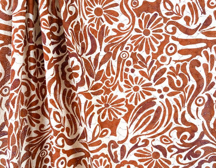 Cotton Eyelet - Russet & Cream Cotton Eyelet - Russet & Cream