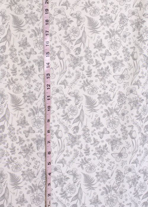 Rayon - Sketched Grey Flowers Rayon - Sketched Grey Flowers